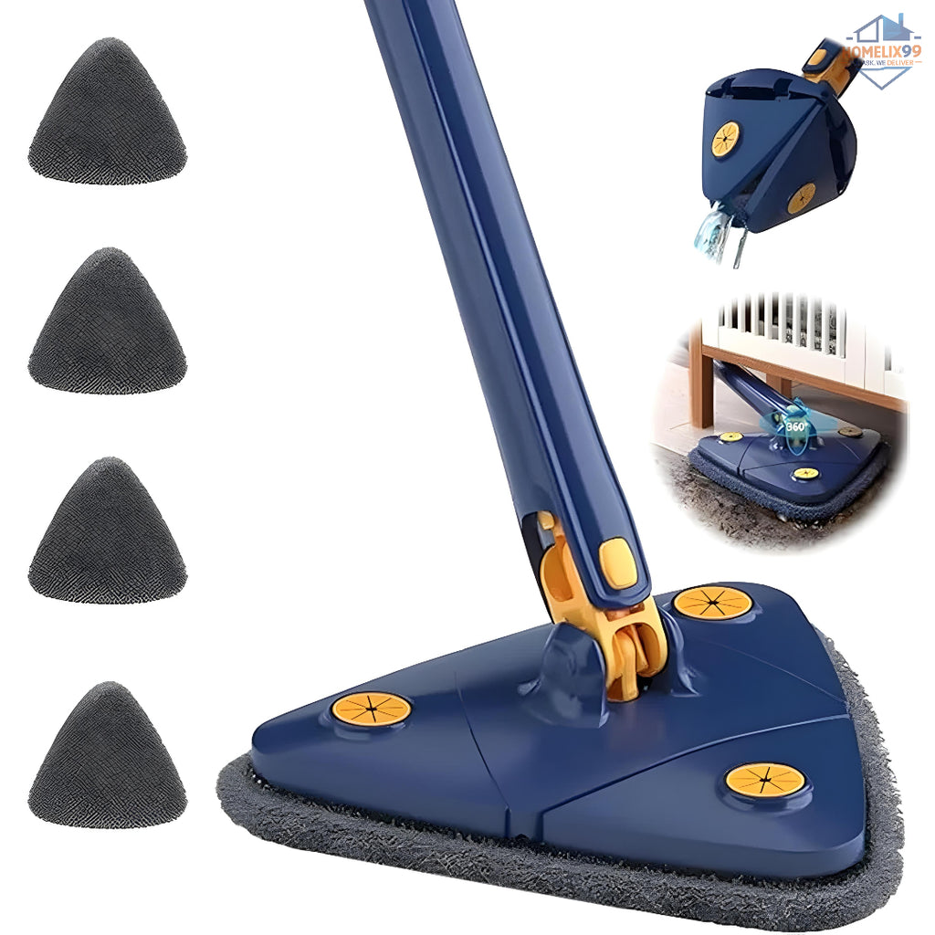 360° Rotatable Triangle Mop with Wring Function – Telescopic Floor Wiper & Microfiber Cleaner 🧼🧽