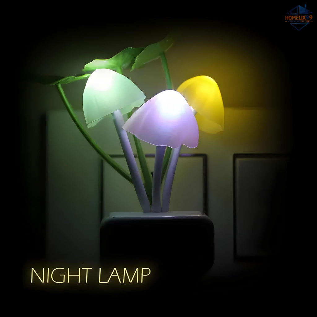 3D Mushroom LED Night Lamp with Auto Sensor – Color Changing Light for Kids Room & Home Decor