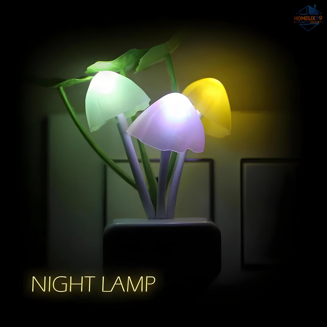3D Mushroom LED Night Lamp with Auto Sensor – Color Changing Light for Kids Room & Home Decor