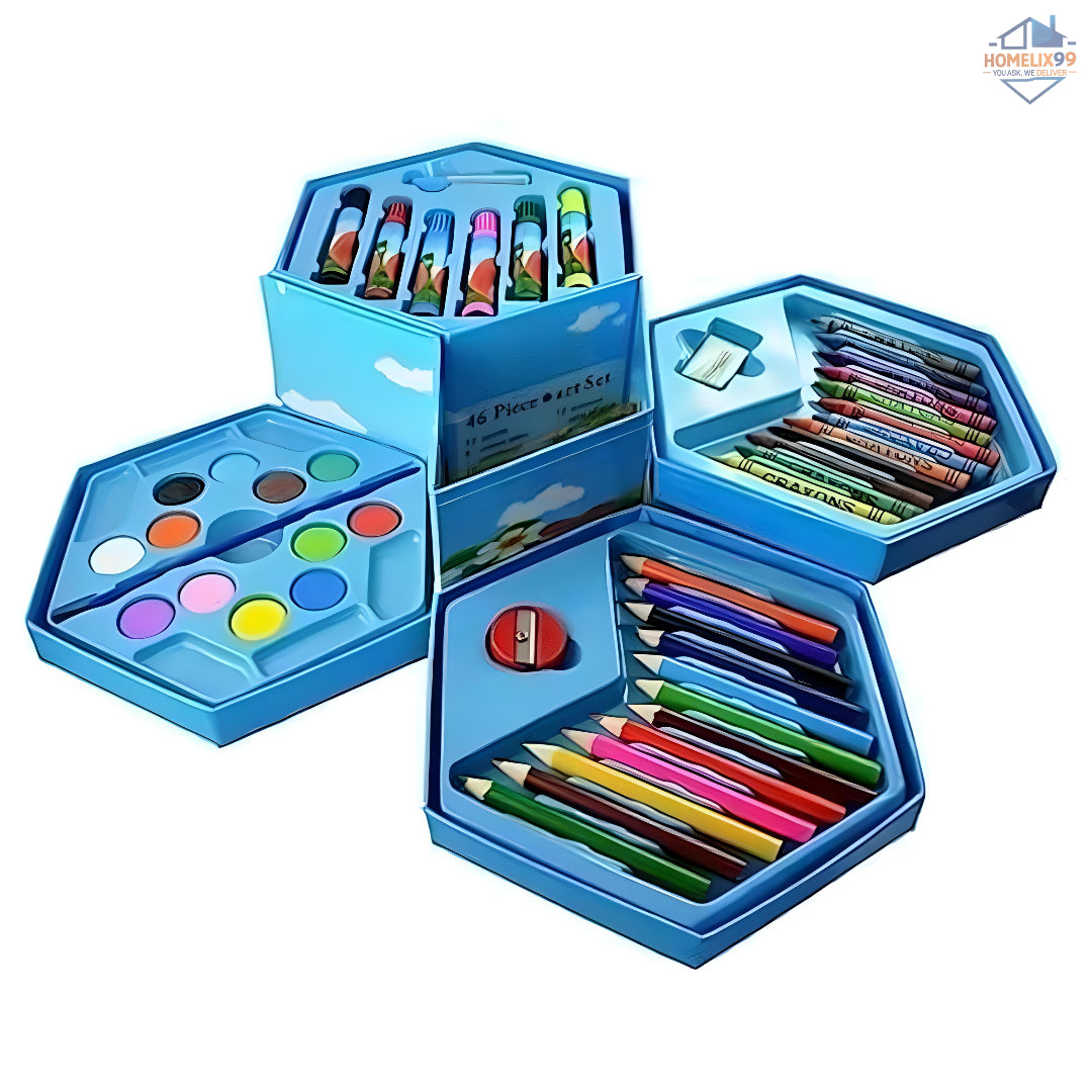 46-in-1 Colors Box Art Set – Creative Fun for Kids 🎨🖍️