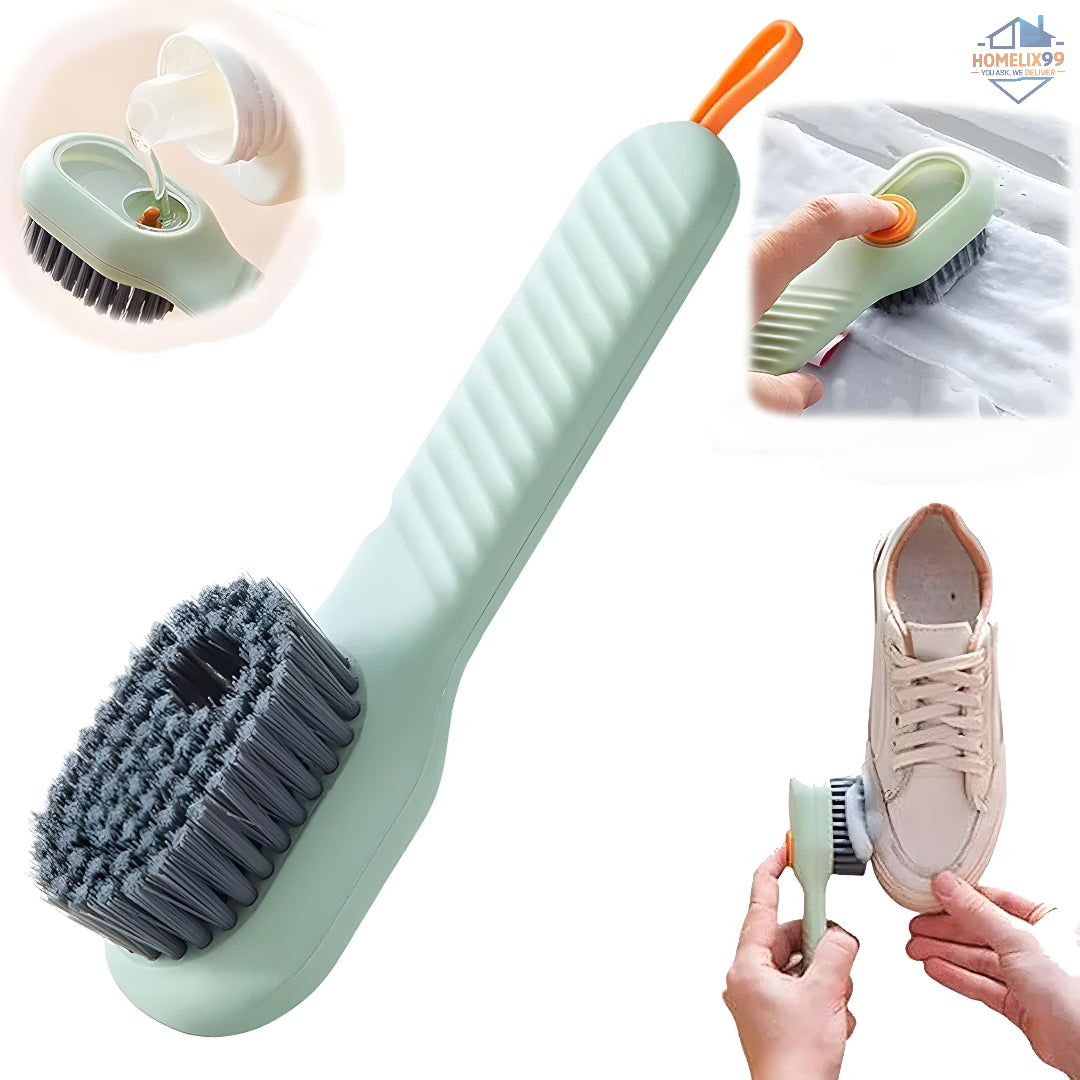 Shoe Cleaning Brush with Built-in Liquid Soap Dispenser – Soft Bristles for Shoes, Clothes & Sneakers