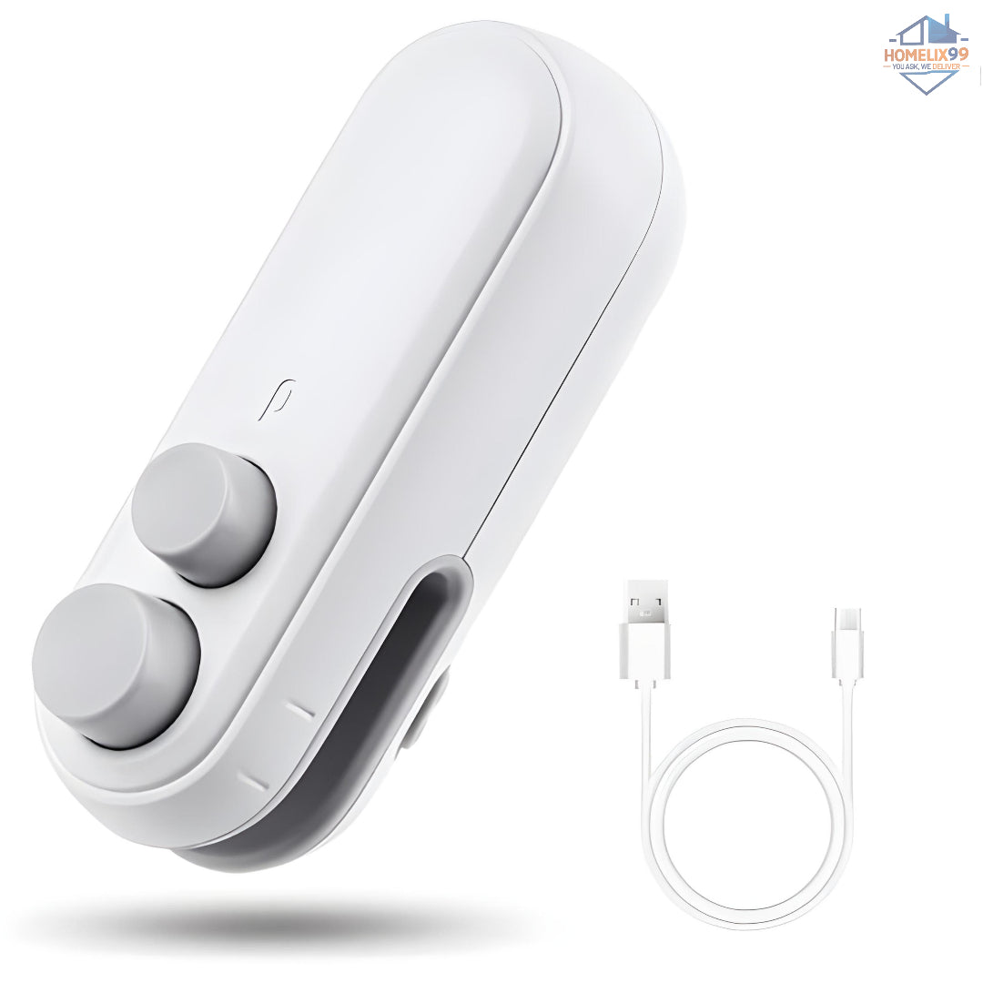 2-in-1 USB Mini Heat Sealer & Cutter for Plastic Snack Bags – Rechargeable, Magnetic, Pocket-Sized