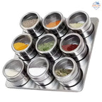 ✨ SS Magnetic Spice Rack – Stainless Steel Jar with Rotating Lid & Fridge Mount (1 Pc) 🧂🌿