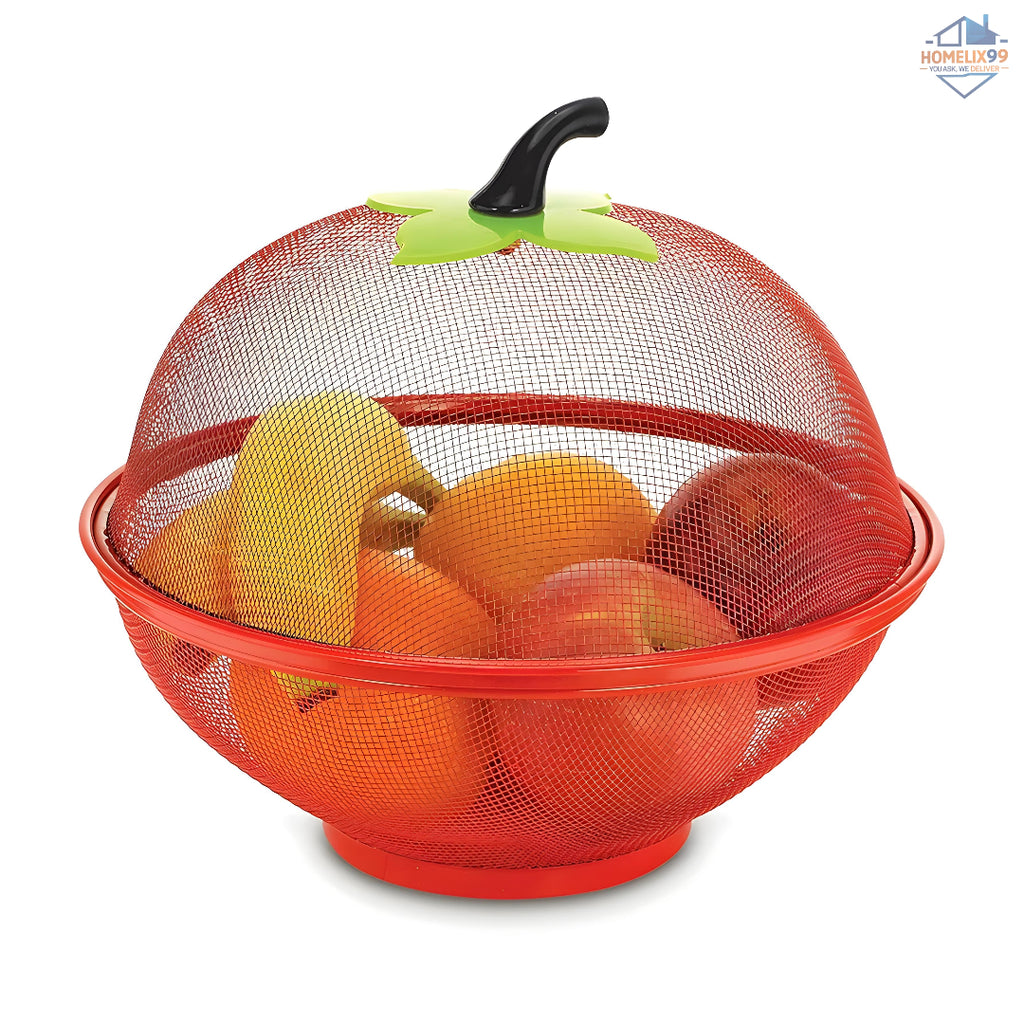 Stylish Apple-Shaped Fruit Basket with Net Cover – Freshness & Fly-Free Storage 🍎🍇
