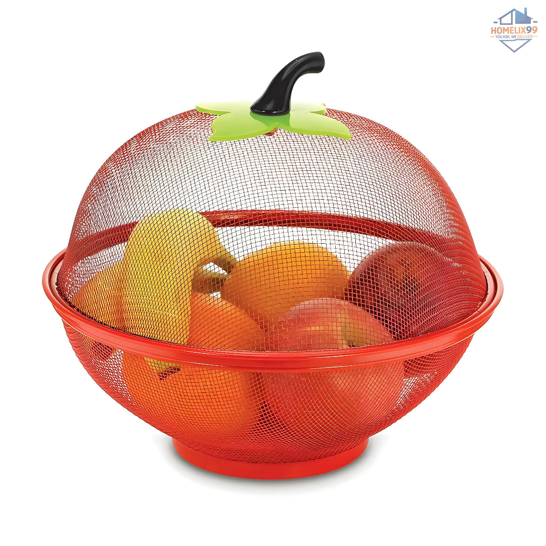 Stylish Apple-Shaped Fruit Basket with Net Cover – Freshness & Fly-Free Storage 🍎🍇