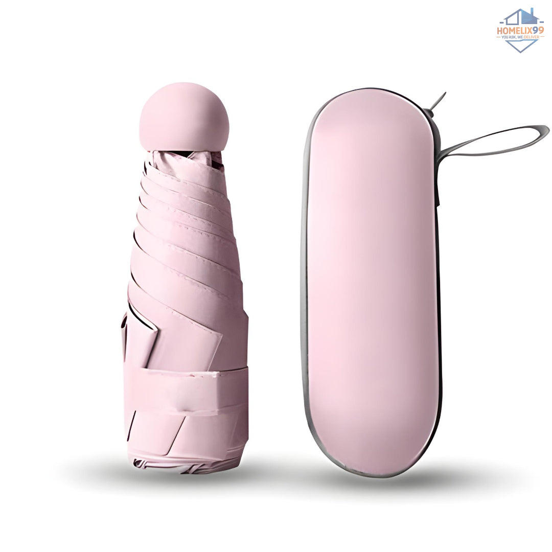 Mini Capsule Umbrella with Case – UV Protection, Windproof & Ultra-Portable (Random Color)