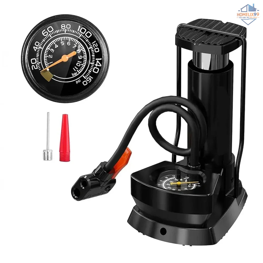 Portable High-Pressure Foot Air Pump with Gauge – Heavy-Duty Inflator for Car, Bike, Sports & More