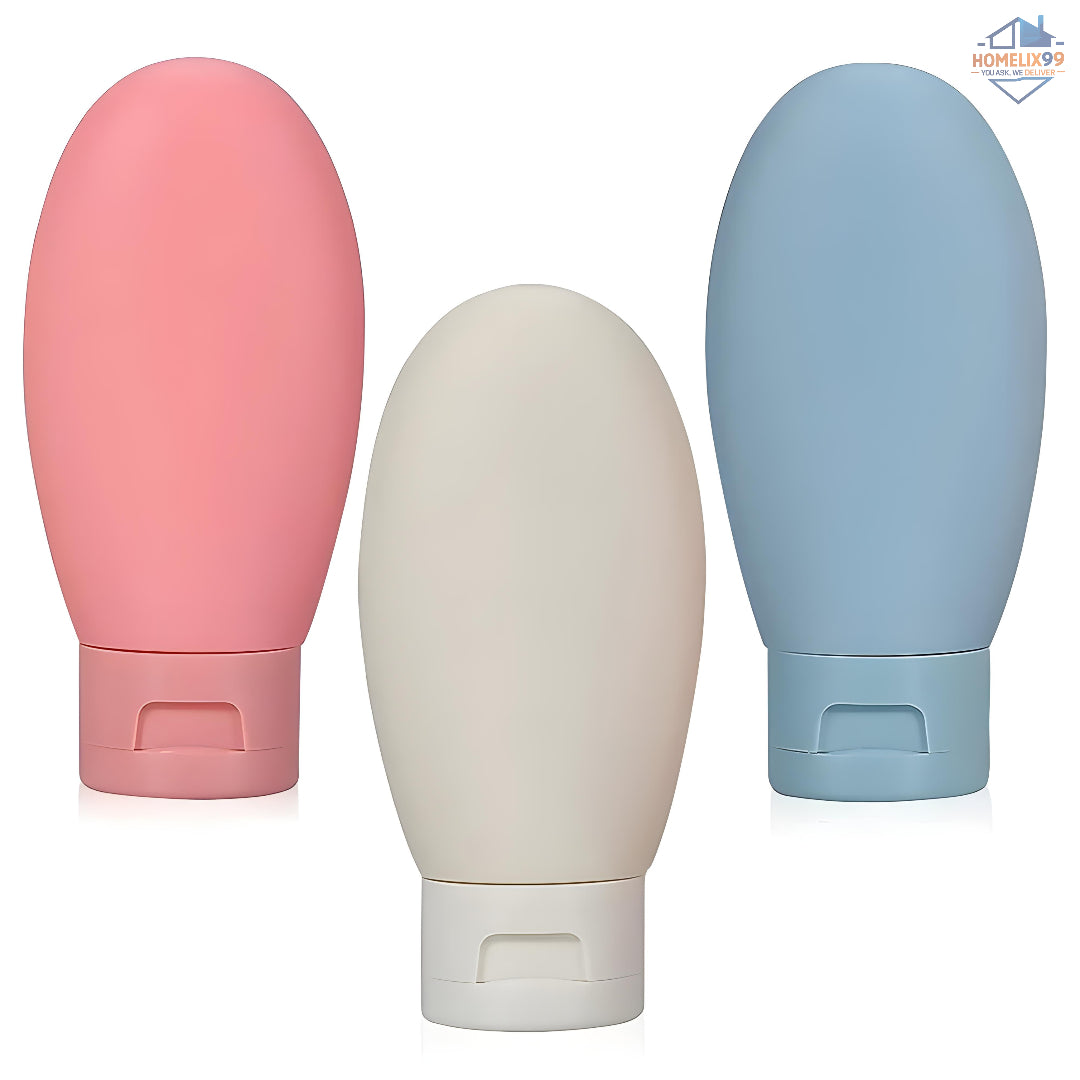 Pack of 3 Travel Bottles – Leakproof 60ml Toiletry Set for Women