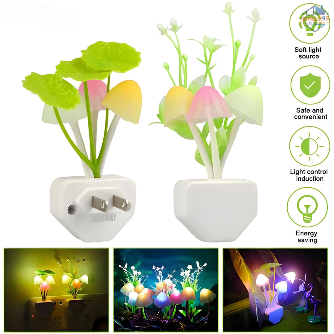 3D Mushroom LED Night Lamp with Auto Sensor – Color Changing Light for Kids Room & Home Decor
