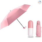 Capsule Folding Umbrella – Compact, Stylish, UV & Rain Protection (Random Color)