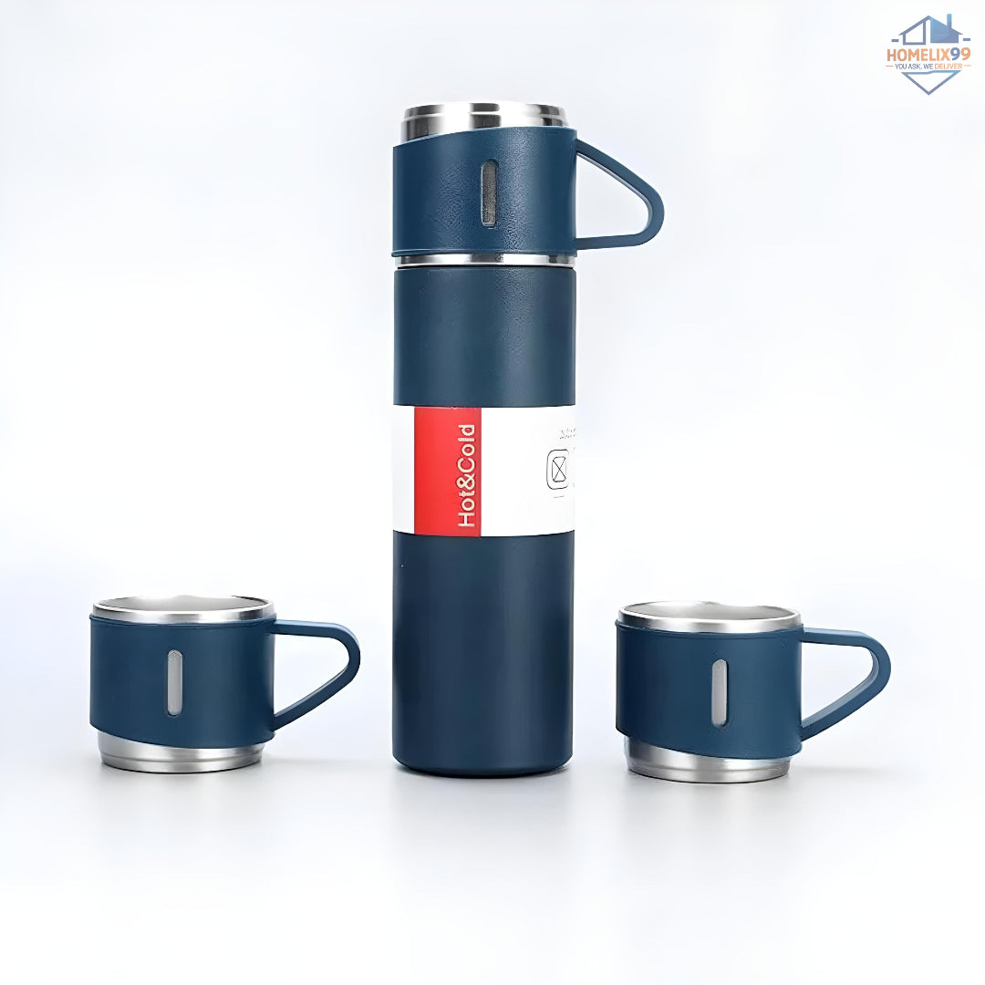 Double Wall Stainless Steel Vacuum Flask – 500ml Hot & Cold Thermos Bottle with Built-in Cup