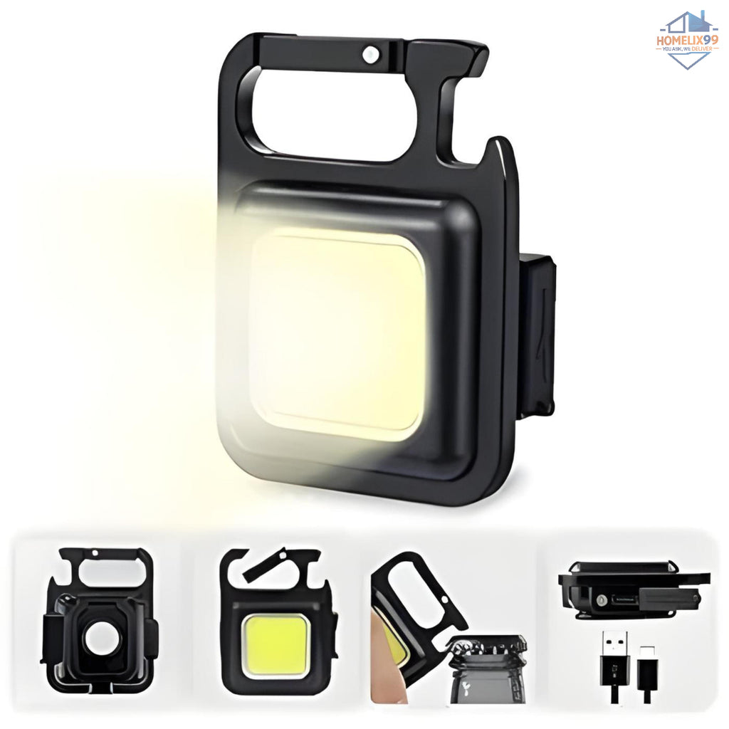 Mini Rechargeable Flashlight Keychain – 800 Lumens with Magnet, Bottle Opener & Stand