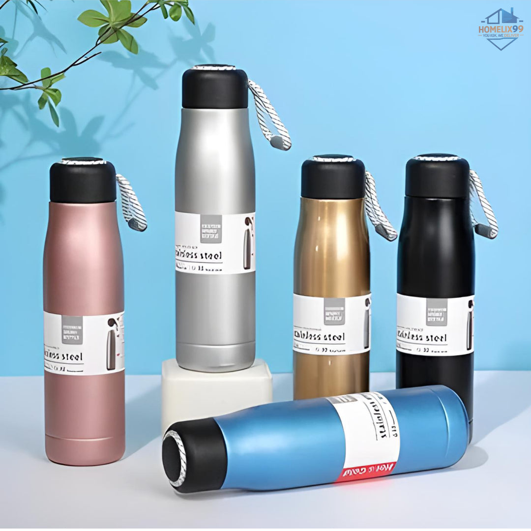 Stainless Steel Water Bottle (550ml) – Vacuum Insulated Hot & Cold Thermos 💧🔥❄️