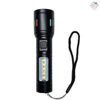 White Laser Long-Range Flashlight – Zoomable LED Torch with Sleek Aluminum Body