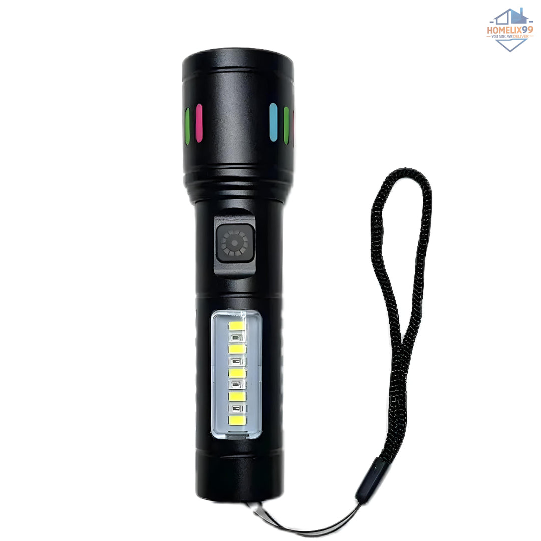 White Laser Long-Range Flashlight – Zoomable LED Torch with Sleek Aluminum Body