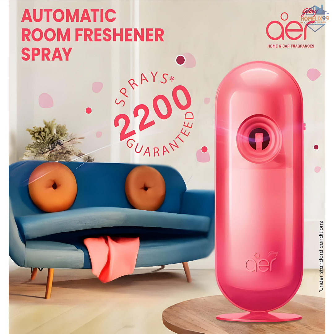 Godrej aer Matic Automatic Air Freshener Kit + Hand Spray – Petal Crush Pink Combo