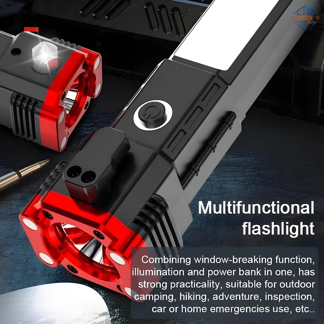 Rechargeable LED Torch with Emergency Tools – Ultra-Bright 3W Flashlight
