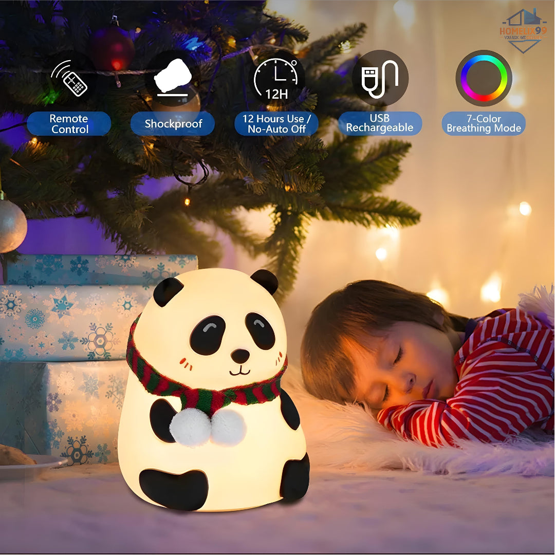 Silicone Panda Touch Lamp for Kids – 7-Color LED Night Light, Rechargeable & BPA-Free