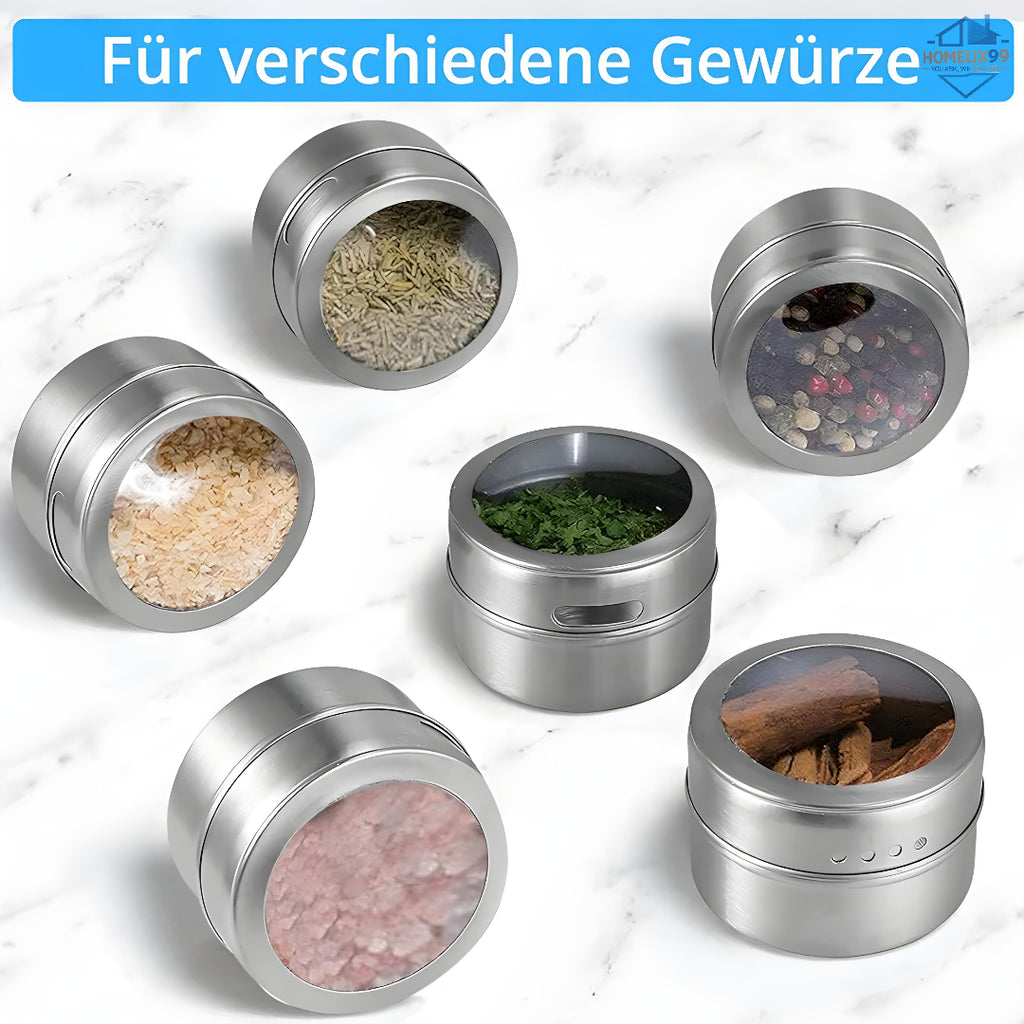 ✨ SS Magnetic Spice Rack – Stainless Steel Jar with Rotating Lid & Fridge Mount (1 Pc) 🧂🌿