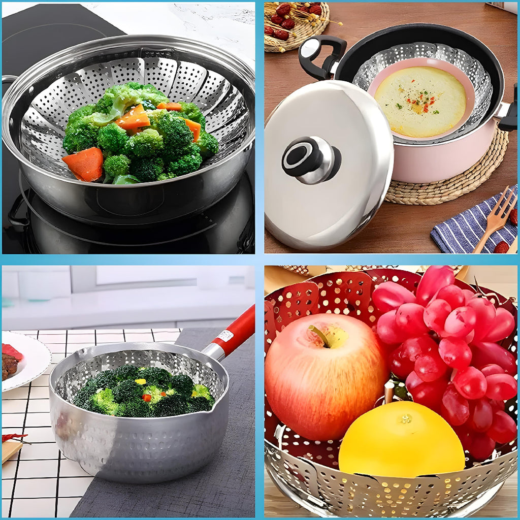 SS Vegetable Steamer Basket – Foldable & Healthy Cooking Essential 🥦🍲