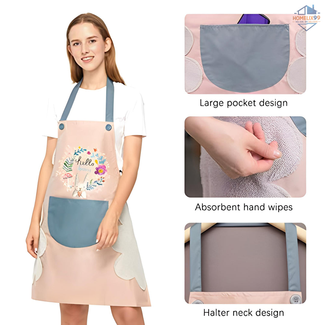 🧑‍🍳 Waterproof Kitchen Apron – Adjustable Fit with Pockets & Towel Sides for Cooking & Cleaning 🍳🧼