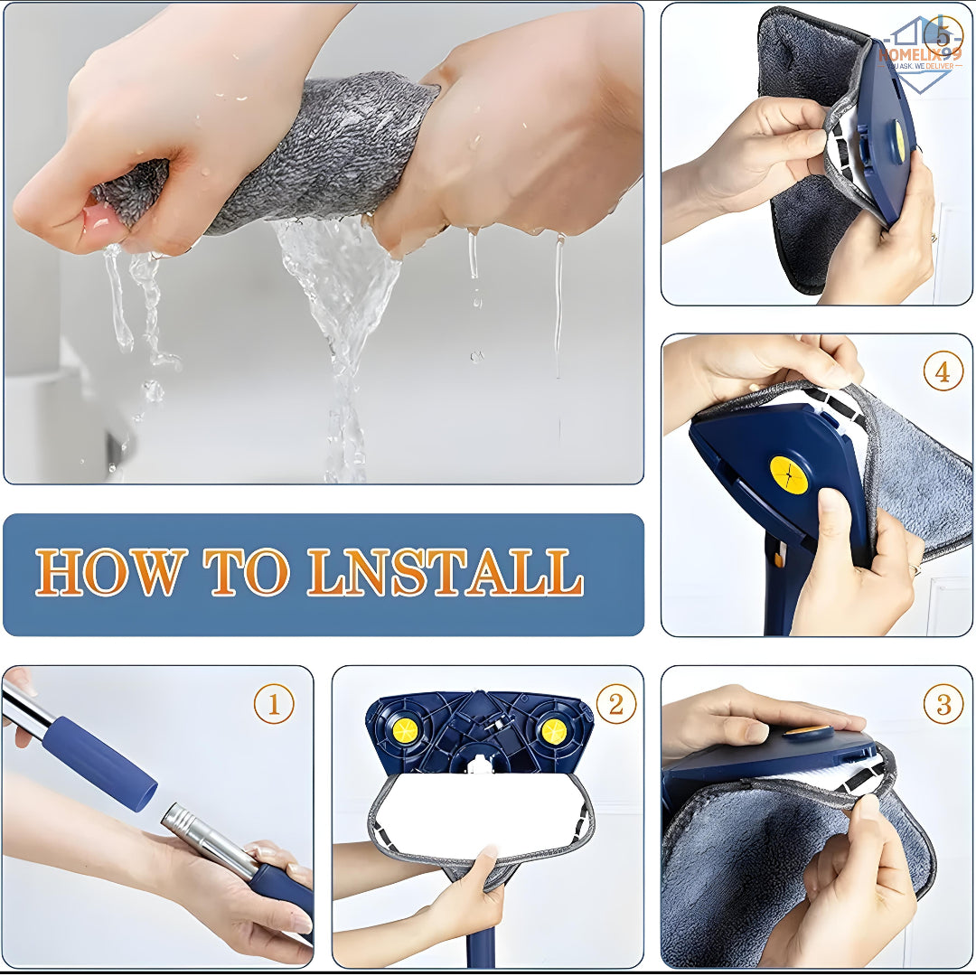 360° Rotatable Triangle Mop with Wring Function – Telescopic Floor Wiper & Microfiber Cleaner 🧼🧽