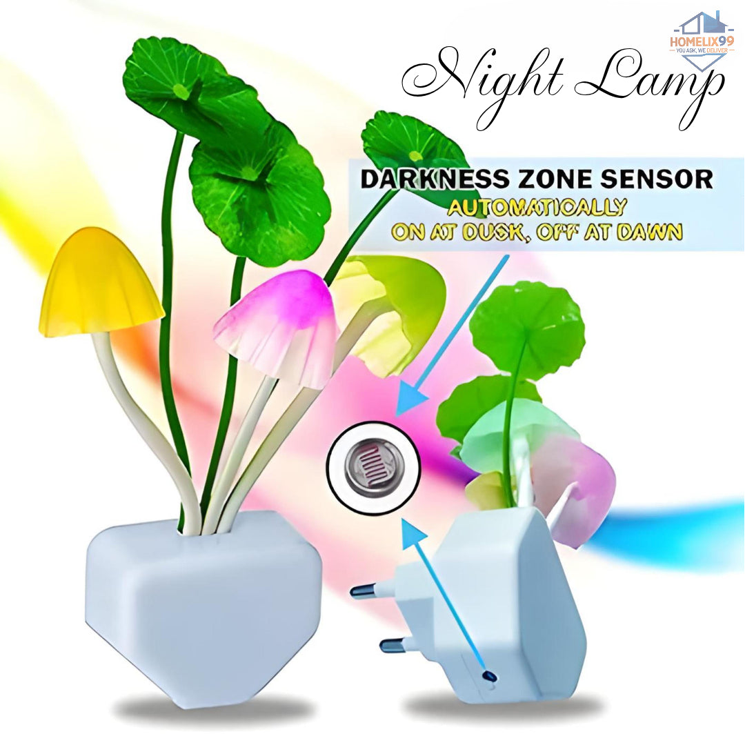 3D Mushroom LED Night Lamp with Auto Sensor – Color Changing Light for Kids Room & Home Decor