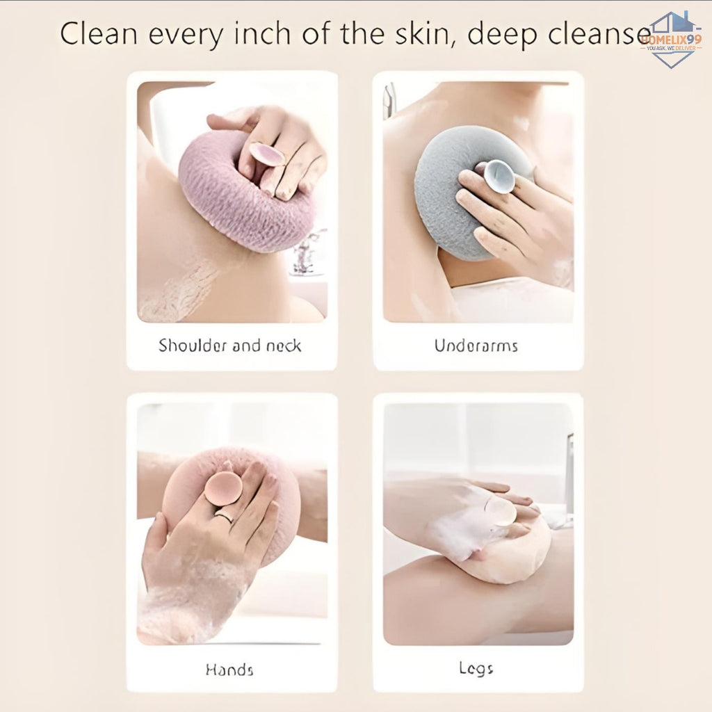 Bath Sponge Cleaning Brush with Suction Cup – Soft 3D Exfoliating Massager for All Ages 🛁🌈