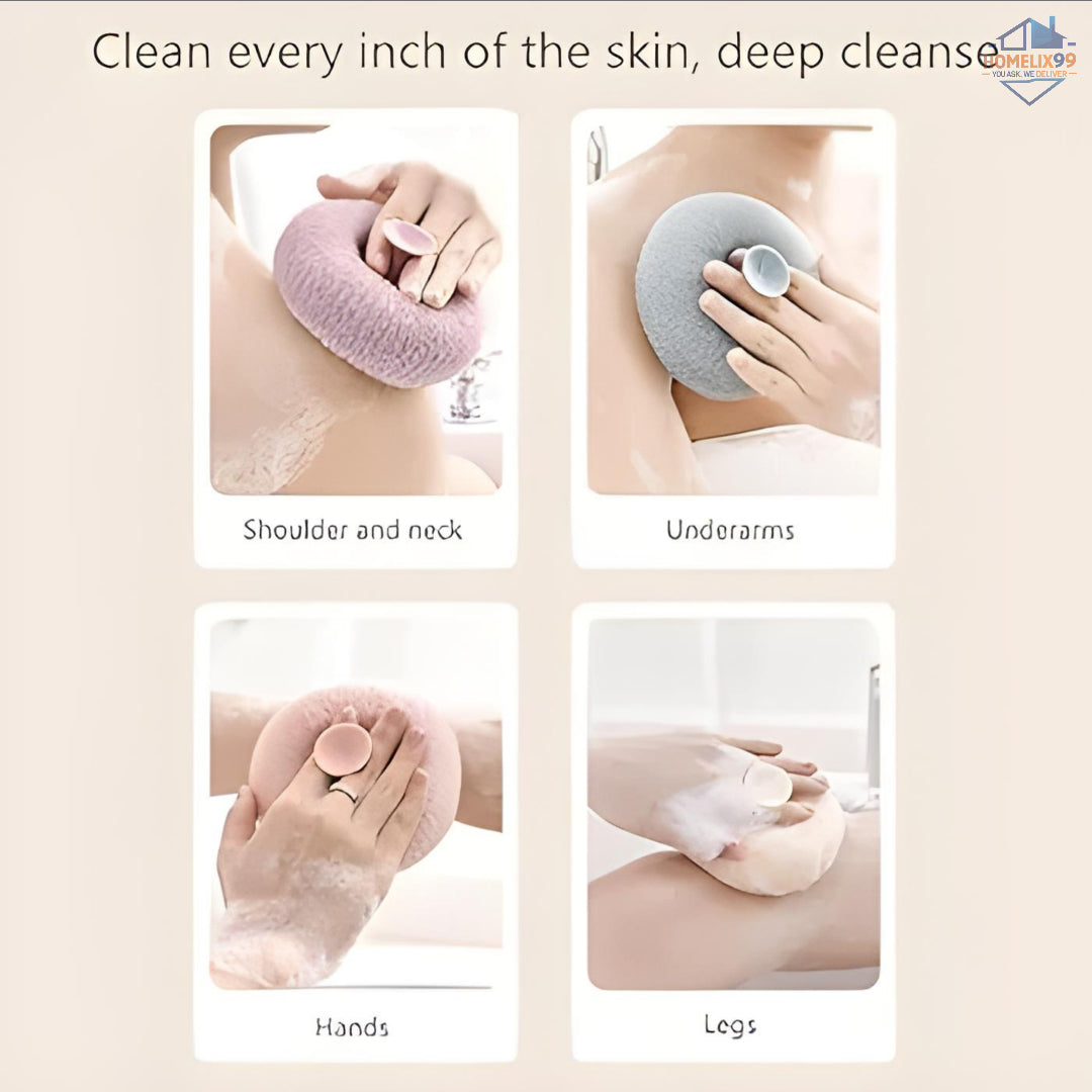 Bath Sponge Cleaning Brush with Suction Cup – Soft 3D Exfoliating Massager for All Ages 🛁🌈