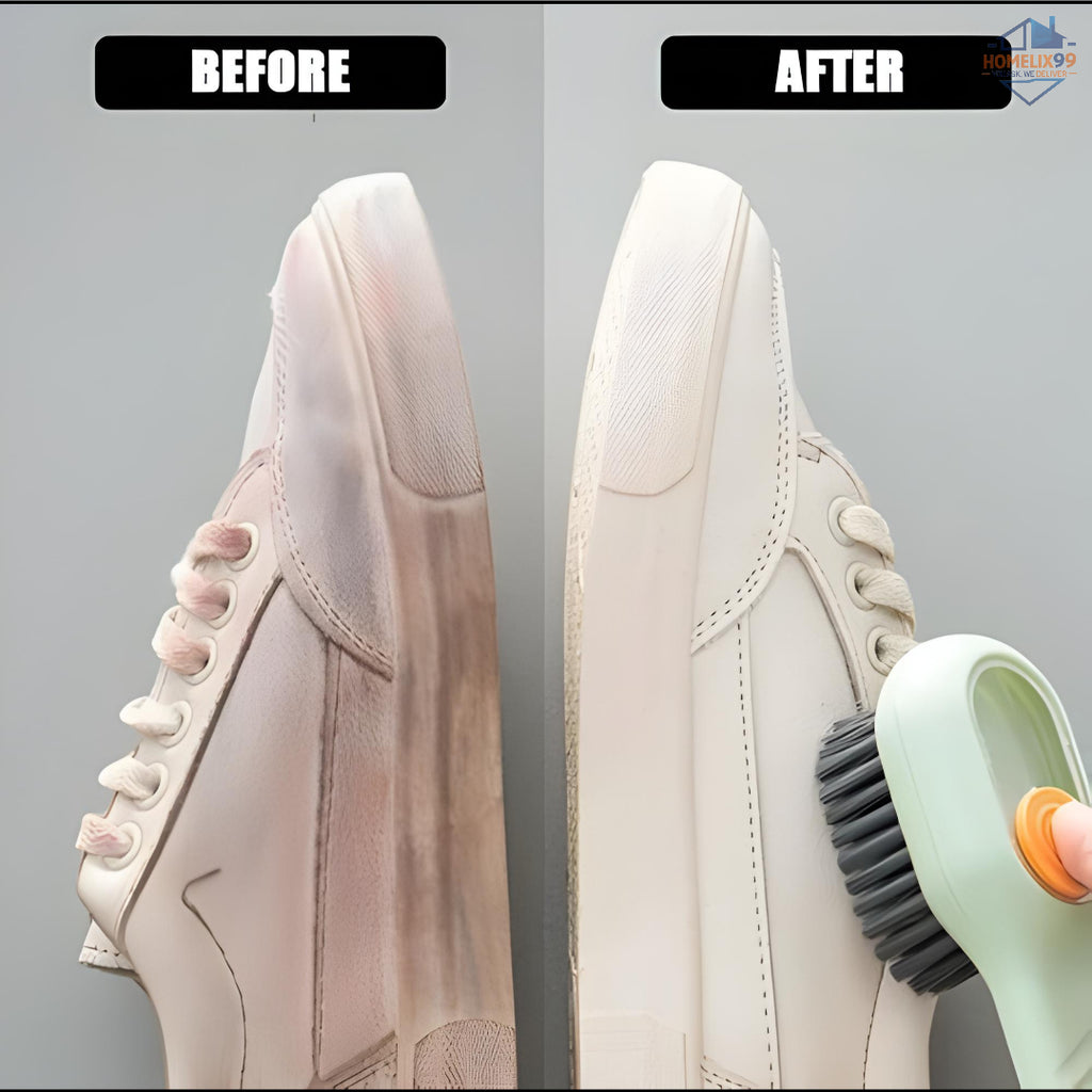 Shoe Cleaning Brush with Built-in Liquid Soap Dispenser – Soft Bristles for Shoes, Clothes & Sneakers
