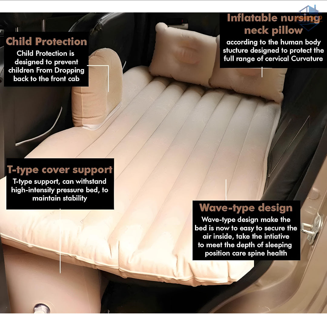 Multifunctional Inflatable Car Bed Mattress 🚗💤 | Twin Sleeping Area with Air Pump & Repair Kit