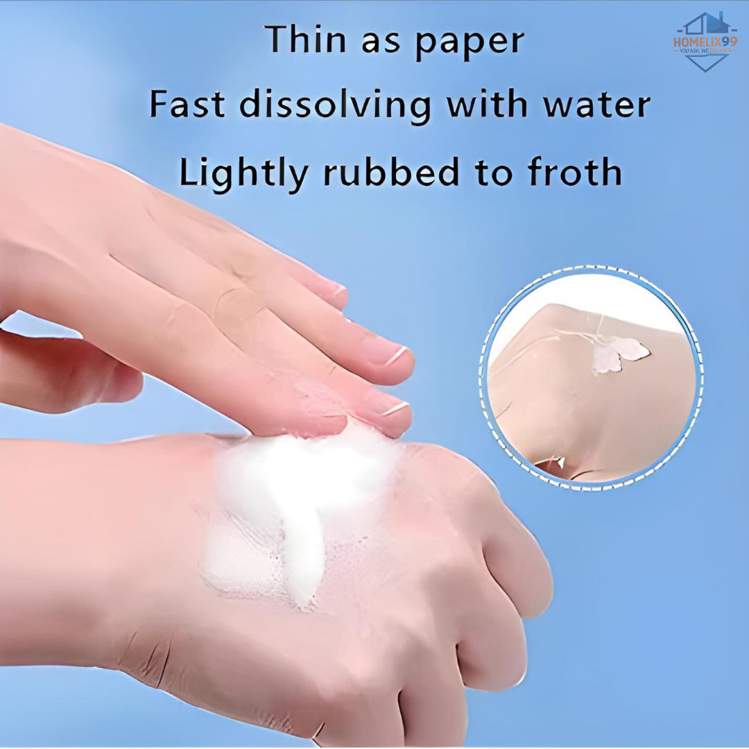 Paper Soap Bottle – Travel-Friendly Water-Soluble Soap Sheets 🧼✈️