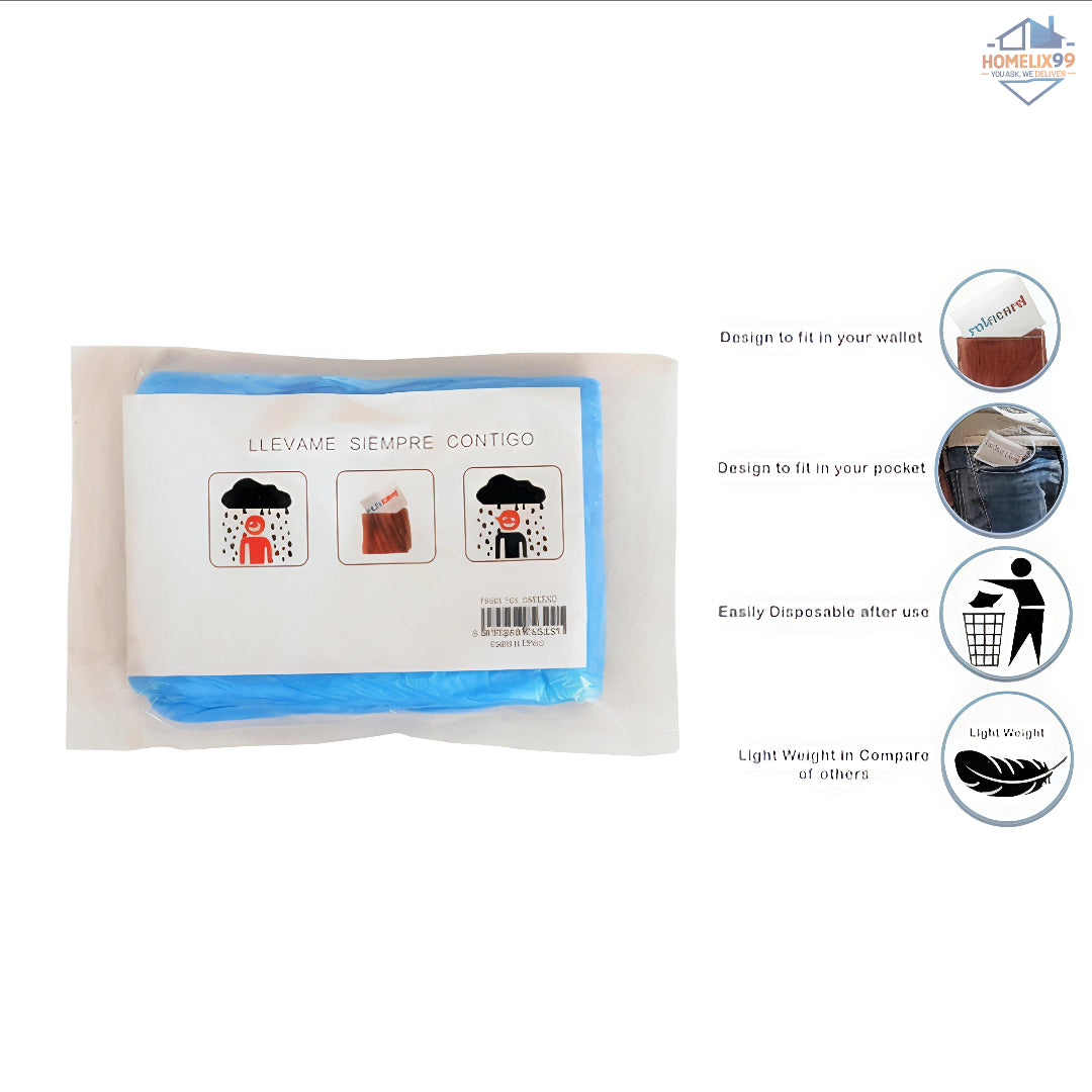 🌧️ Pocket Raincoat Rain Card (2 pcs) – Disposable Emergency Rain Poncho 💧