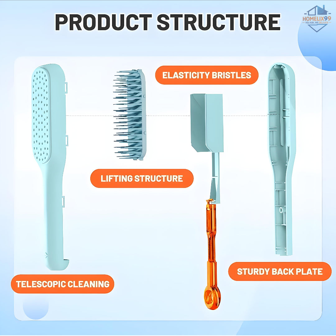💆‍♀️ Self-Cleaning Hair Comb with Retractable Bristles – Anti-Static & Scalp Massage Brush ✨