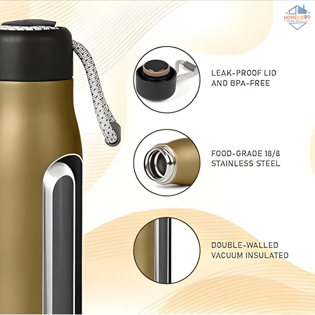 Stainless Steel Water Bottle (550ml) – Vacuum Insulated Hot & Cold Thermos 💧🔥❄️