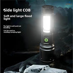 White Laser Long-Range Flashlight – Zoomable LED Torch with Sleek Aluminum Body