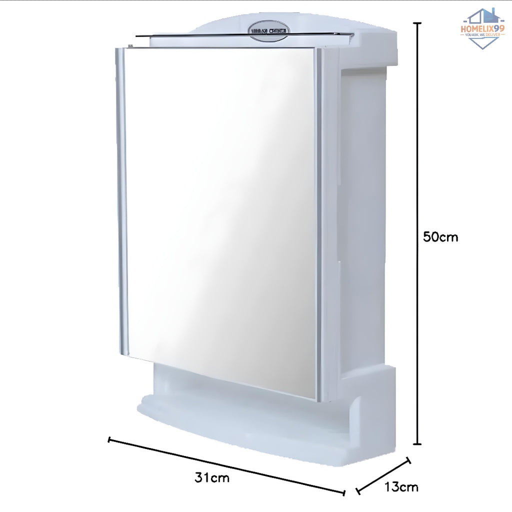 Urban Choice White Bathroom Cabinet with Mirror – Dustproof PPCP Plastic Wall Storage