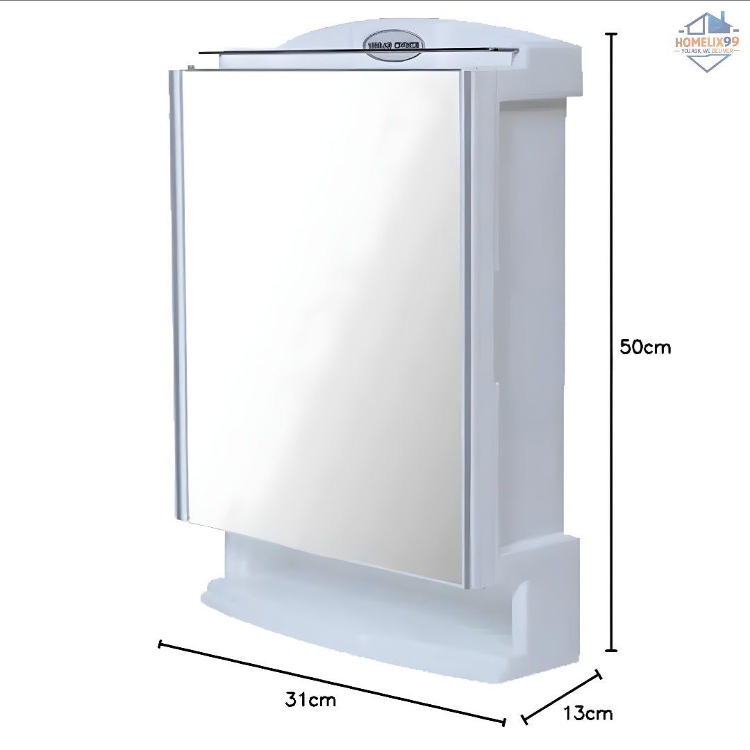 Urban Choice White Bathroom Cabinet with Mirror – Dustproof PPCP Plastic Wall Storage
