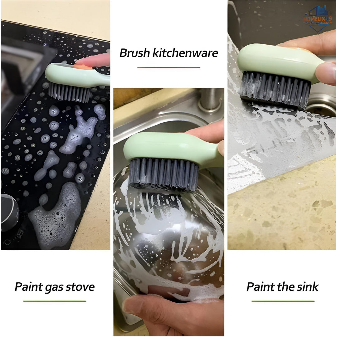 Shoe Cleaning Brush with Built-in Liquid Soap Dispenser – Soft Bristles for Shoes, Clothes & Sneakers