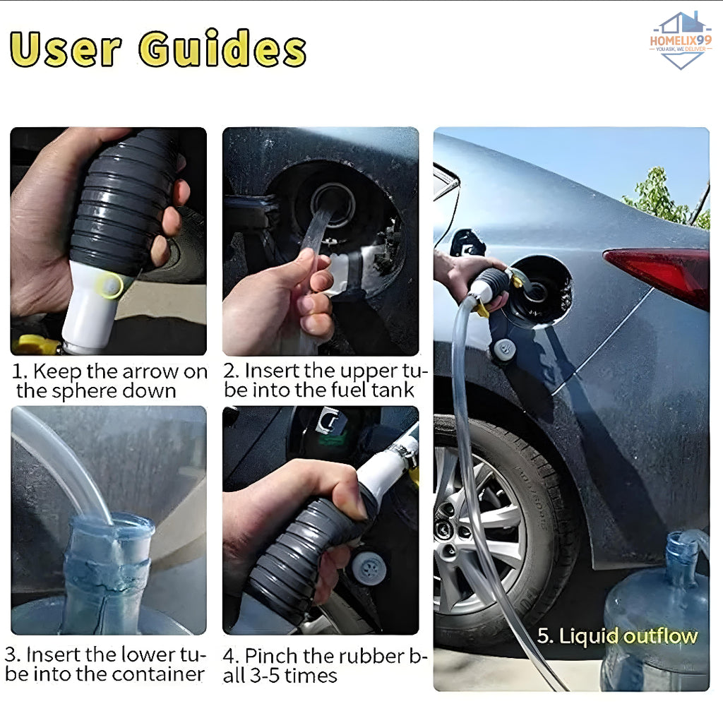 ⛽ High Flow Siphon Hand Pump with 2M Hose – Manual Liquid Transfer Tool 🚗💧
