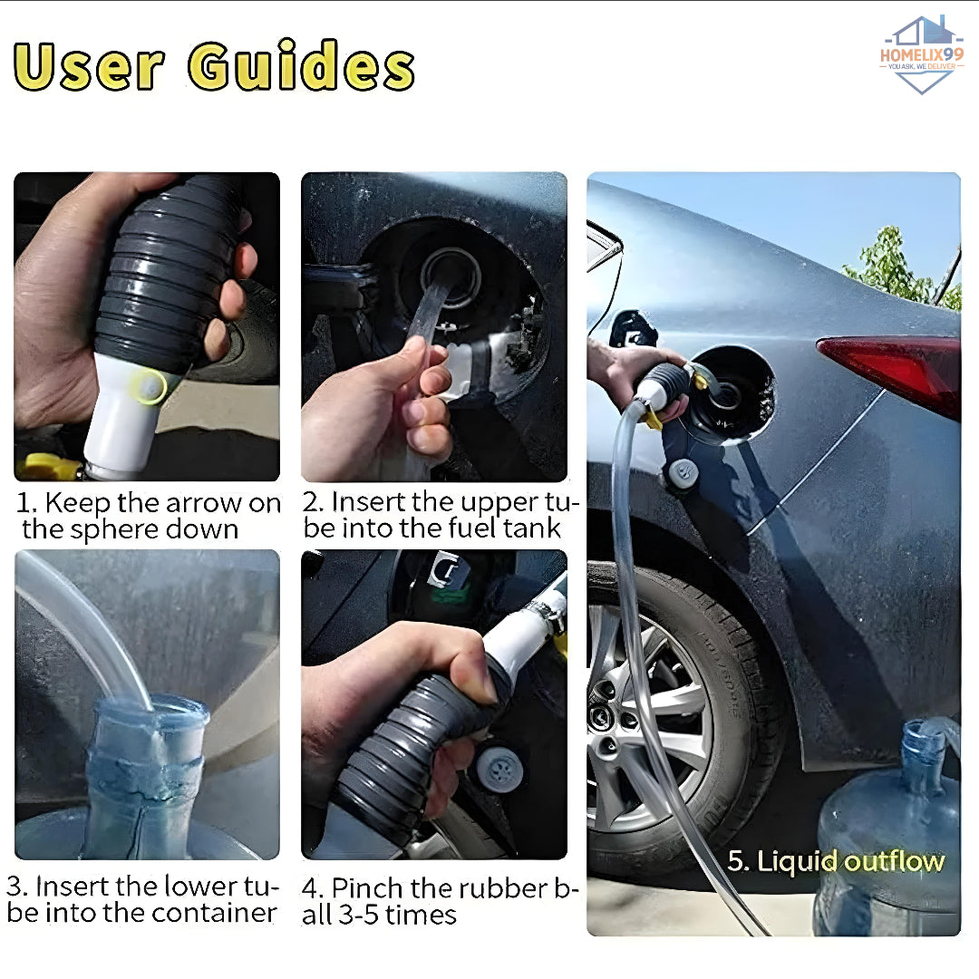 ⛽ High Flow Siphon Hand Pump with 2M Hose – Manual Liquid Transfer Tool 🚗💧