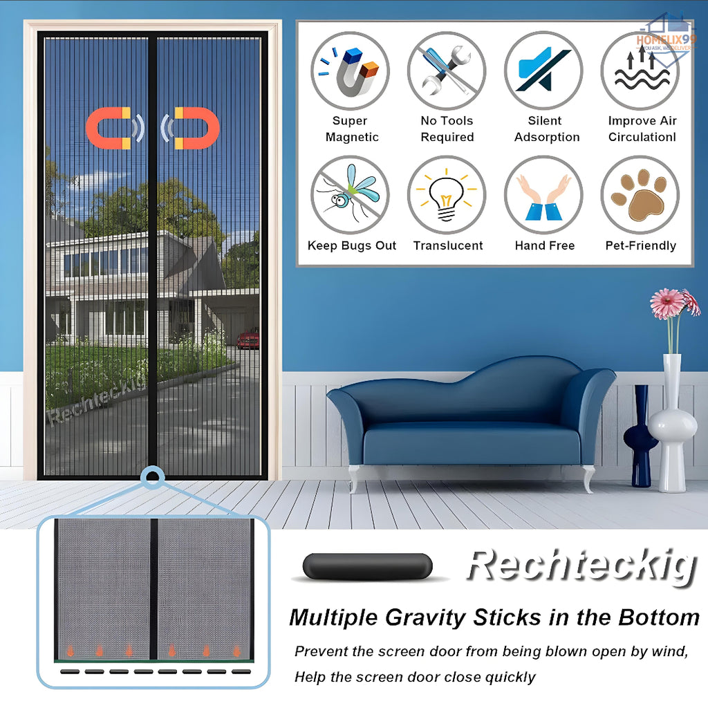 Magnetic Screen Door – Auto-Close Mesh for Fresh Air & Insect-Free Living 🚪🦟