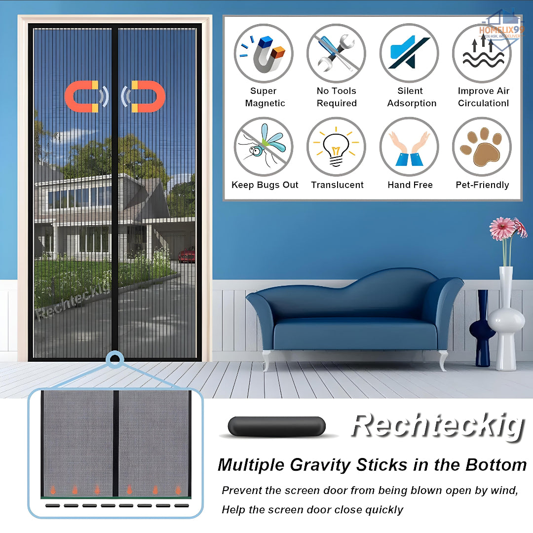 Magnetic Screen Door – Auto-Close Mesh for Fresh Air & Insect-Free Living 🚪🦟