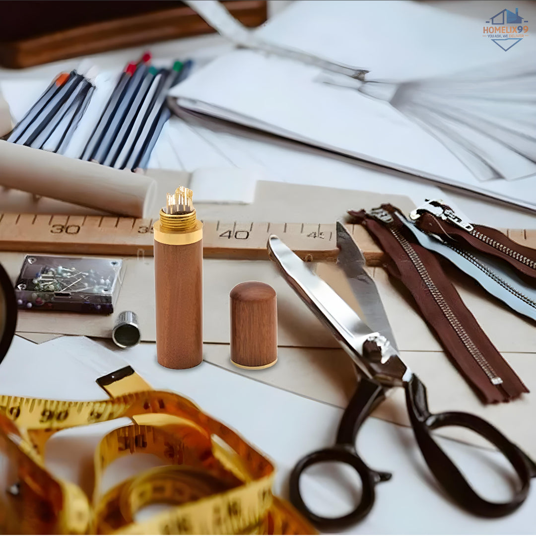 Portable Wooden Needle Storage Case – Handmade Ebony Craft Holder 🧵✨