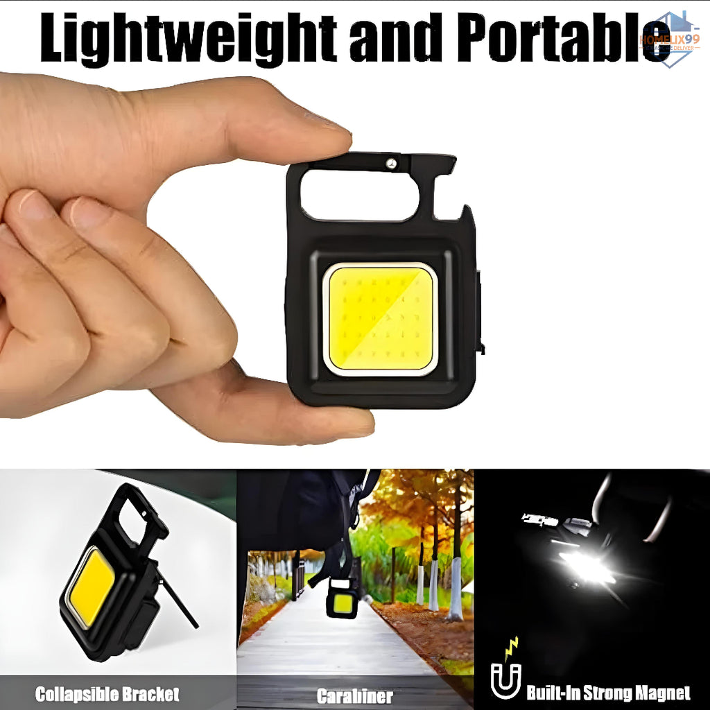Mini Rechargeable Flashlight Keychain – 800 Lumens with Magnet, Bottle Opener & Stand