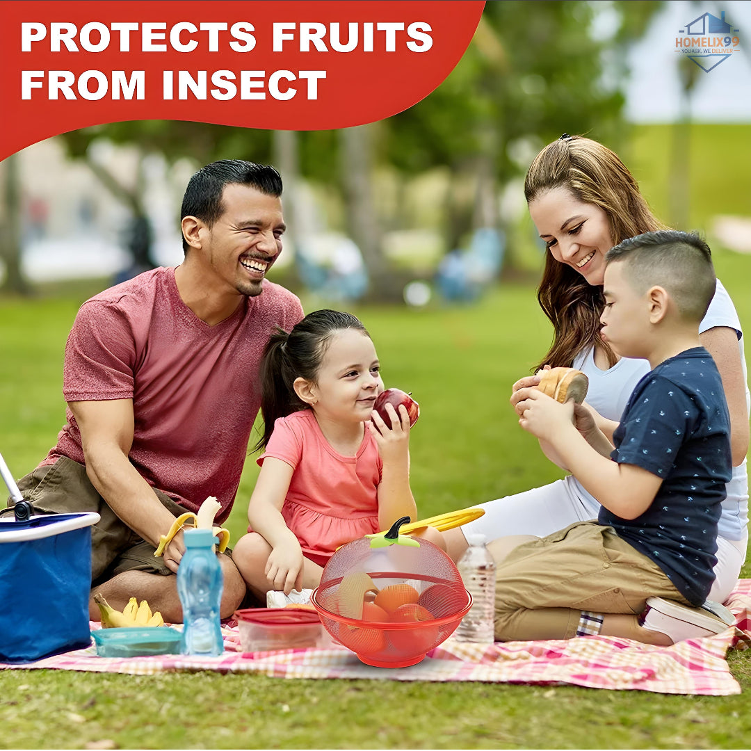 Stylish Apple-Shaped Fruit Basket with Net Cover – Freshness & Fly-Free Storage 🍎🍇