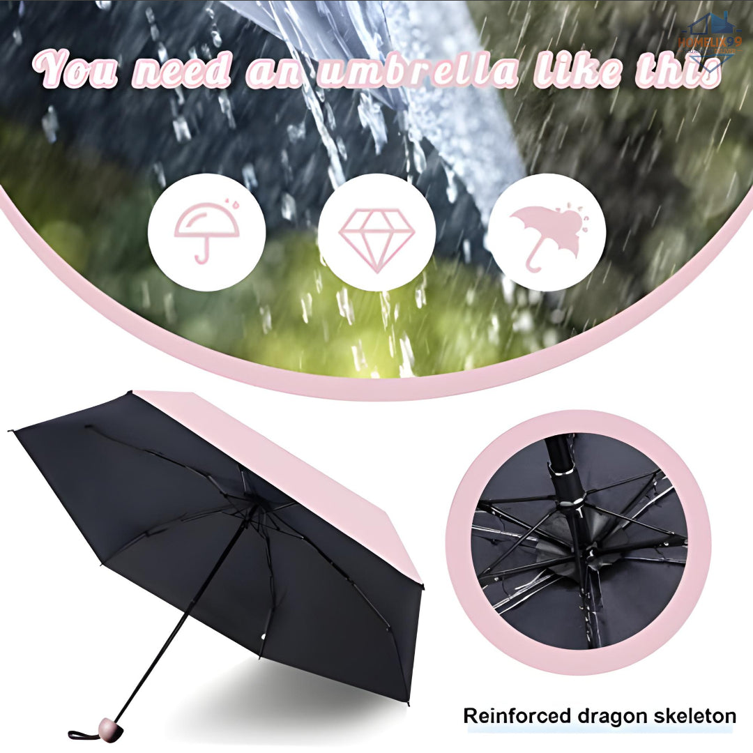 Mini Capsule Umbrella with Case – UV Protection, Windproof & Ultra-Portable (Random Color)