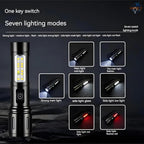 White Laser Long-Range Flashlight – Zoomable LED Torch with Sleek Aluminum Body
