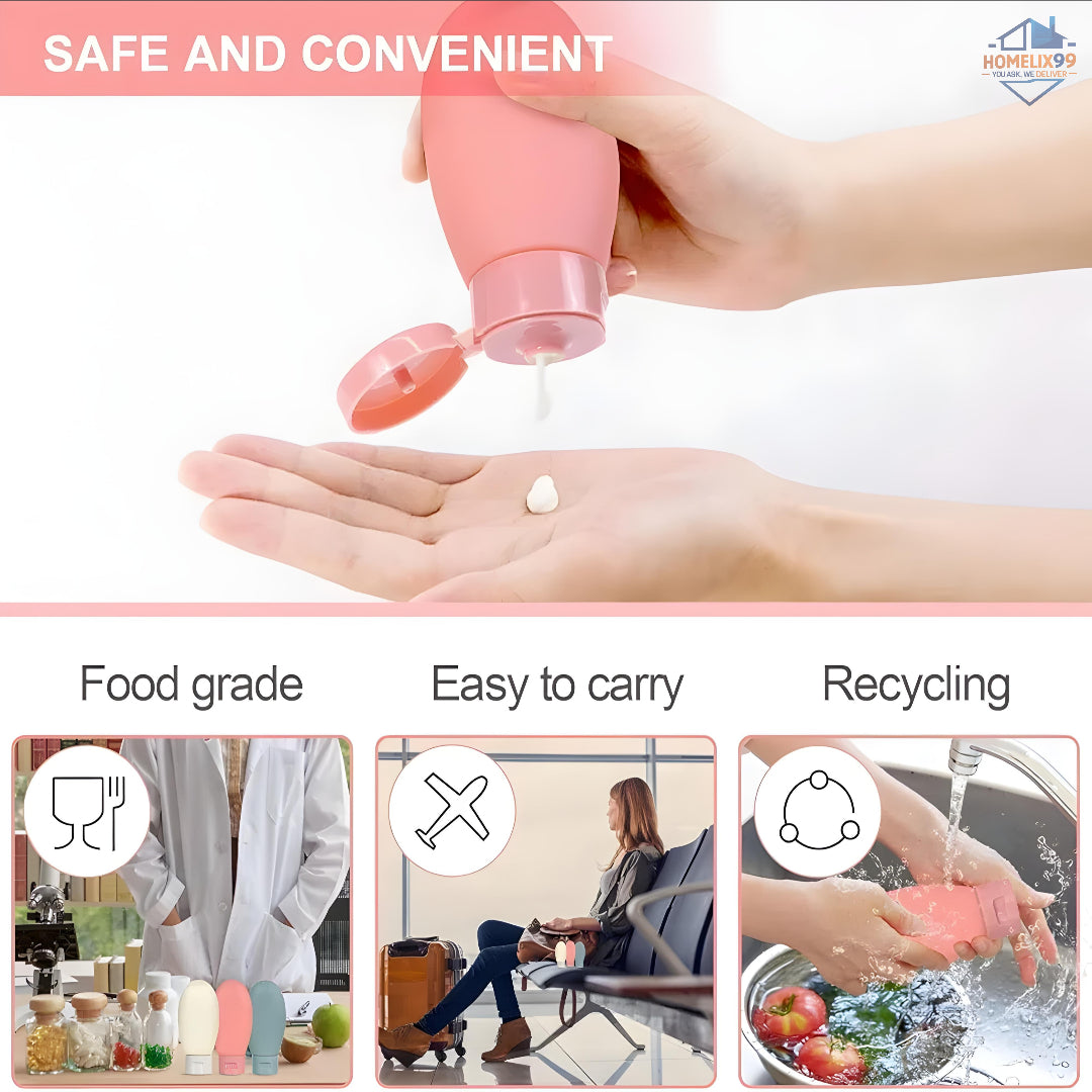 Pack of 3 Travel Bottles – Leakproof 60ml Toiletry Set for Women