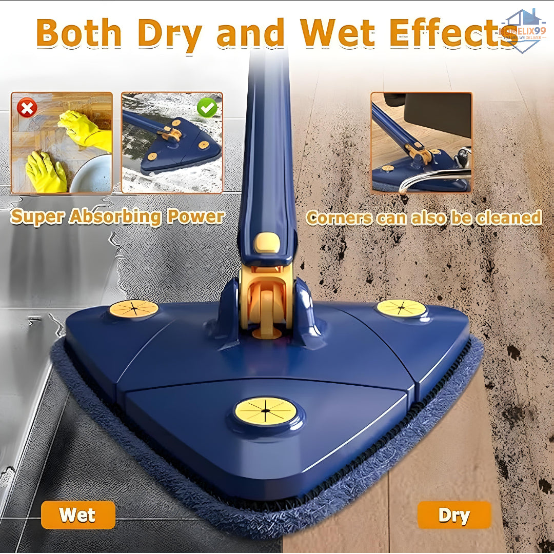 360° Rotatable Triangle Mop with Wring Function – Telescopic Floor Wiper & Microfiber Cleaner 🧼🧽